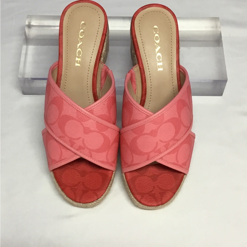 COACH Sloan Sig Espadrille Slide Pink Lemonade - Picture 2 of 6